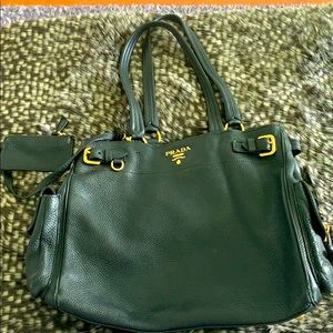 Prada Vitello Daino black leather tote